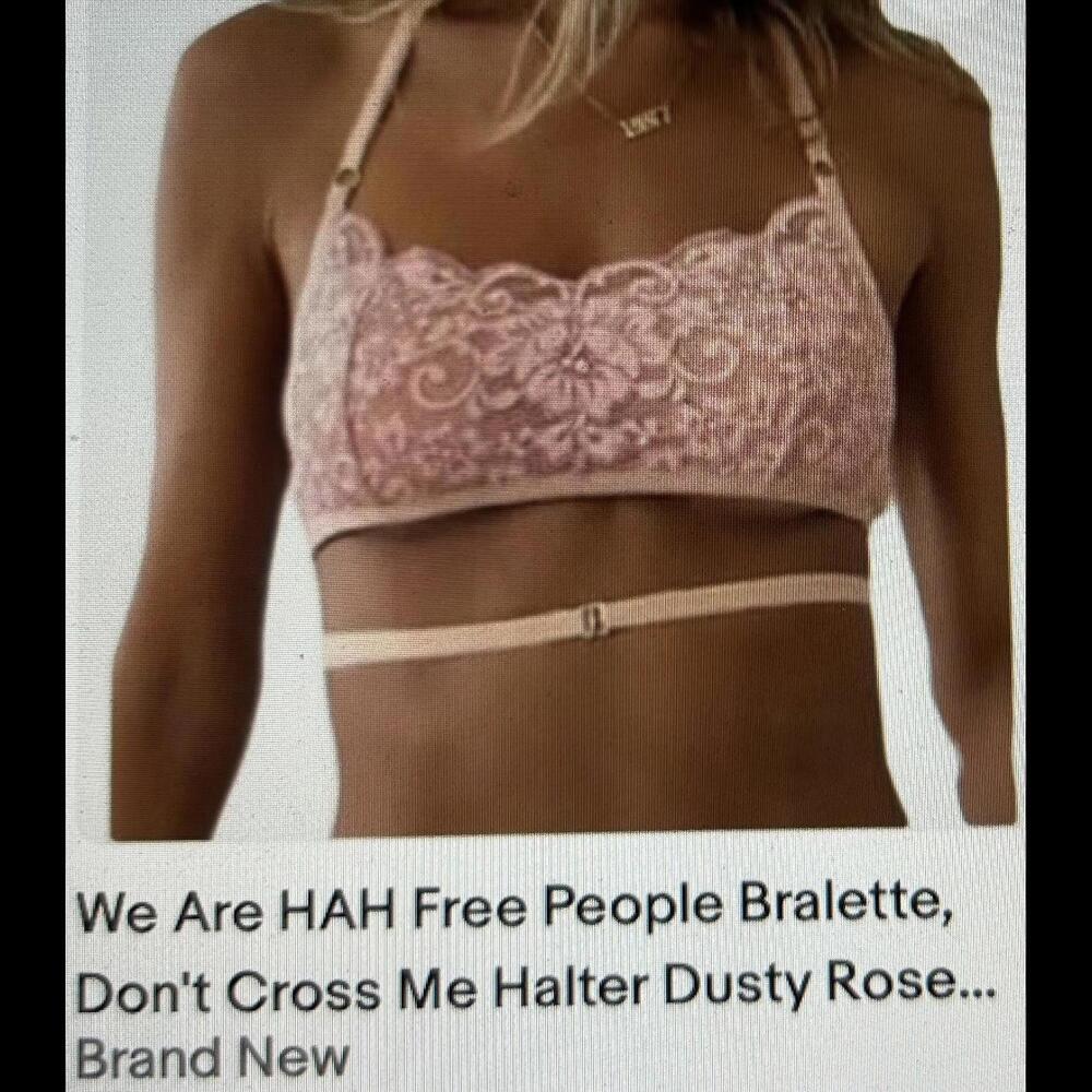 Free People We Are HAH Dusty Rose Halter Bralette - Brand New Size L
